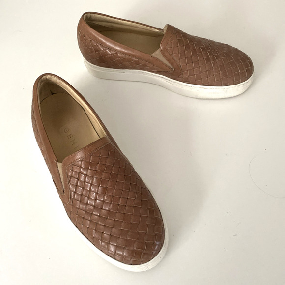 M. Gemi Cherchio Sneaker Saddle Brown Woven Leather Slip On Flat Round Toe 36 - Picture 9 of 12